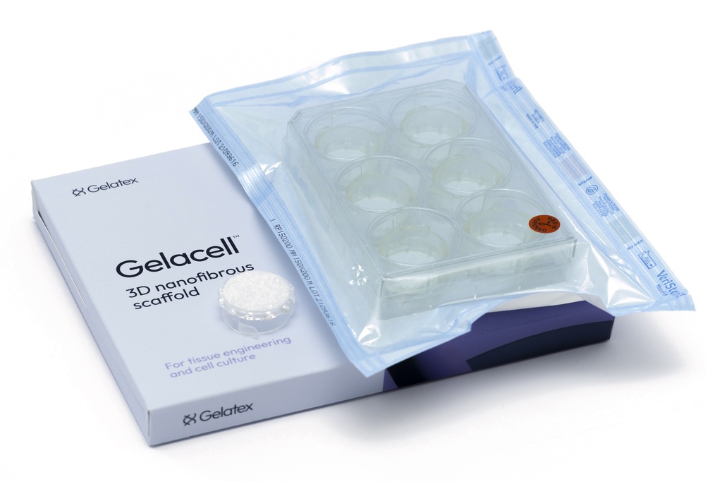 Gelacell™ - Gelatin 6 well plate with cell crowns | Gelatex